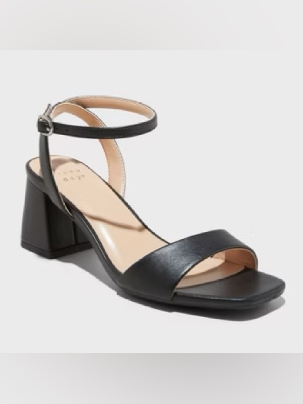 Black Ankle-Strap Block Heel Sandals